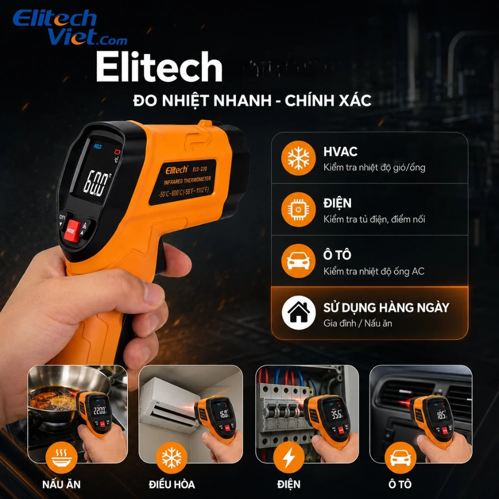 Ứng dụng nhiệt kế hồng ngoại Elitech DIT-520